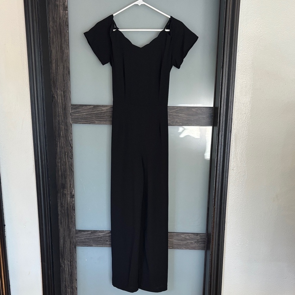 Monteau Black Cold Shoulder Wide Leg Jumpsuit Large